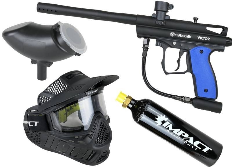 Impact Spyder Victor .68 Paintball Package with 12oz Bottle Mask Hopper