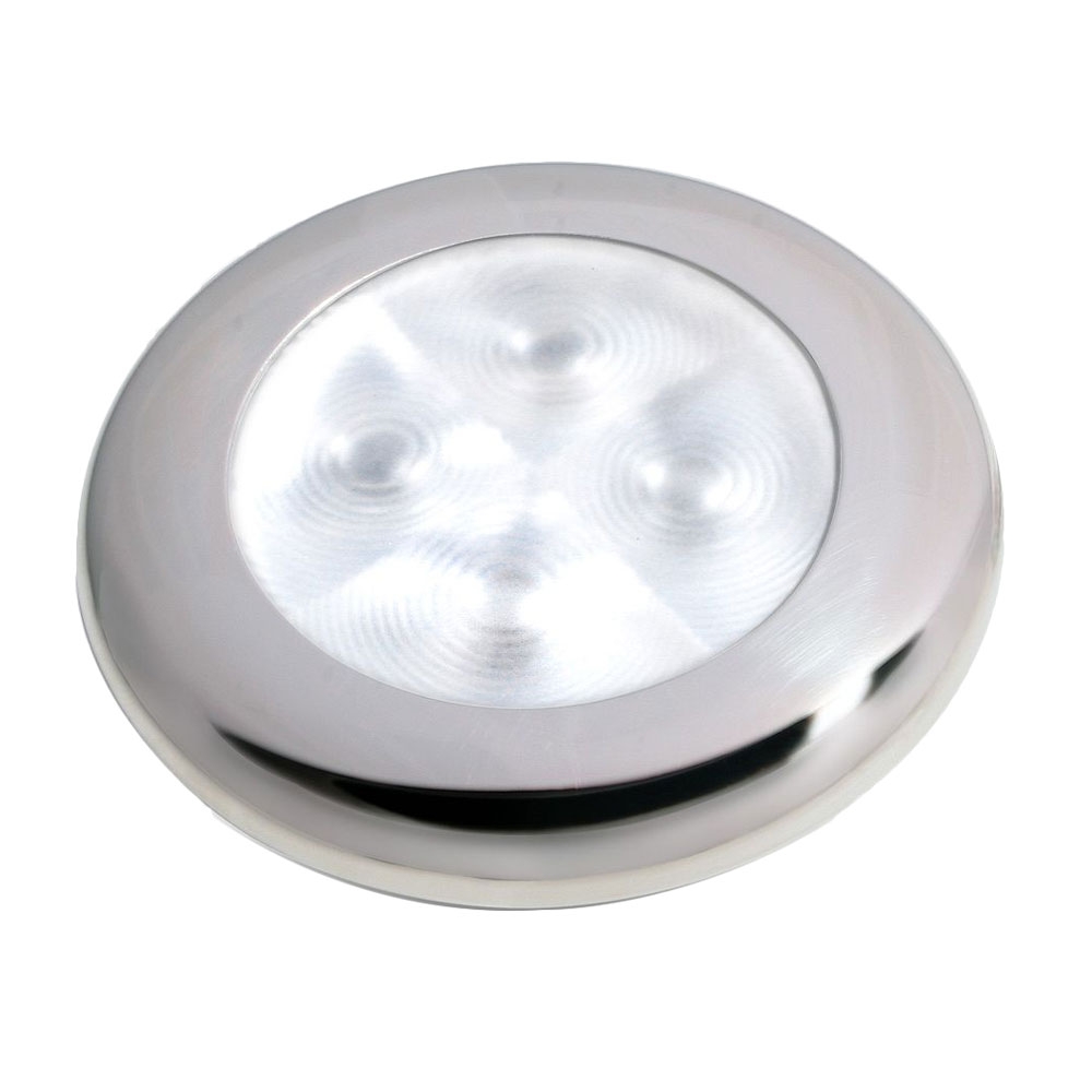Hella Marine Warm White LED Hi Intensity Round Courtesy Lamp 12V Polished 316 S/S Rim