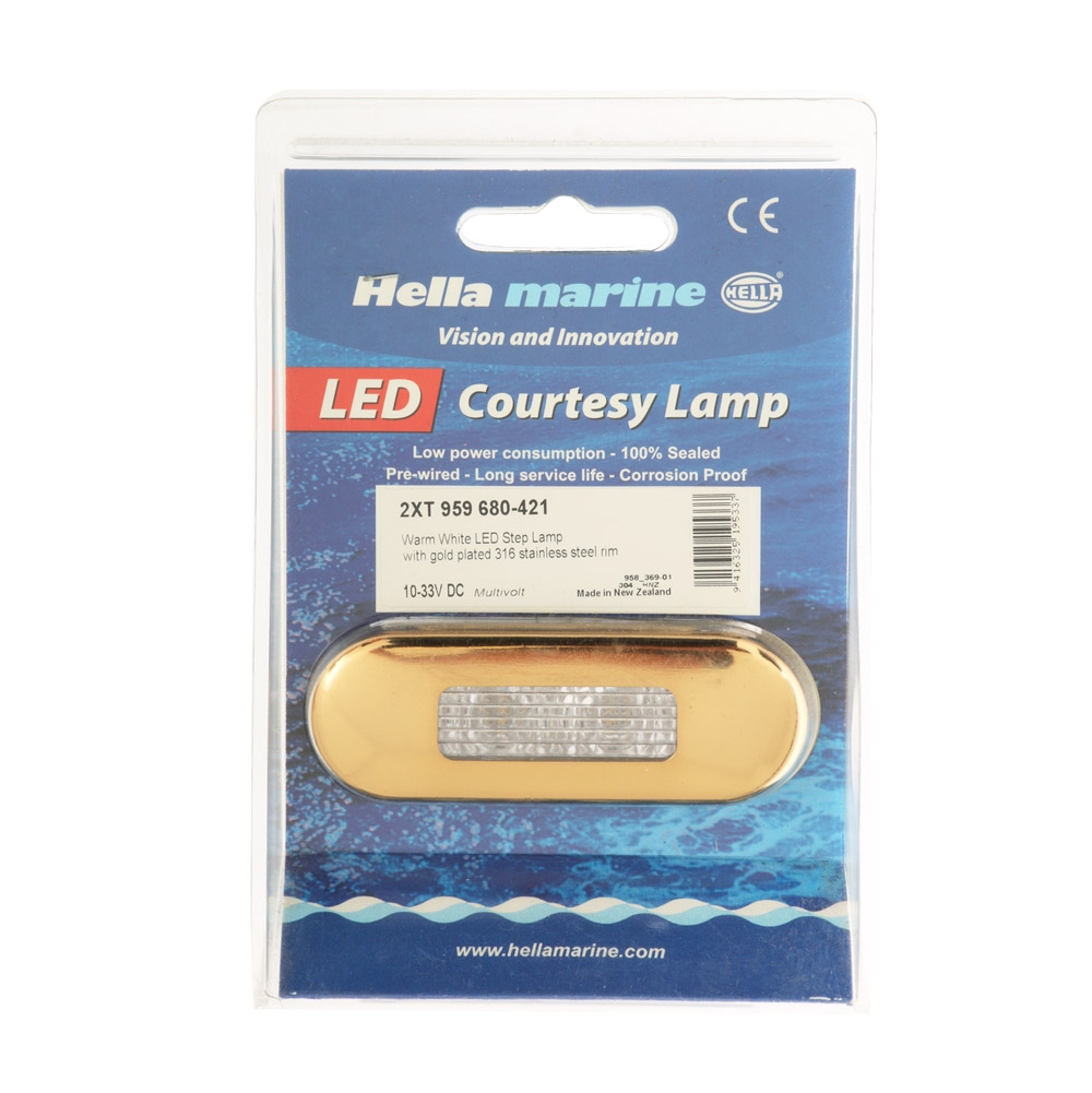 Hella Marine Warm White LED Step Lamp Wide Rim 10-33V - Gold 316 S/S Bezel
