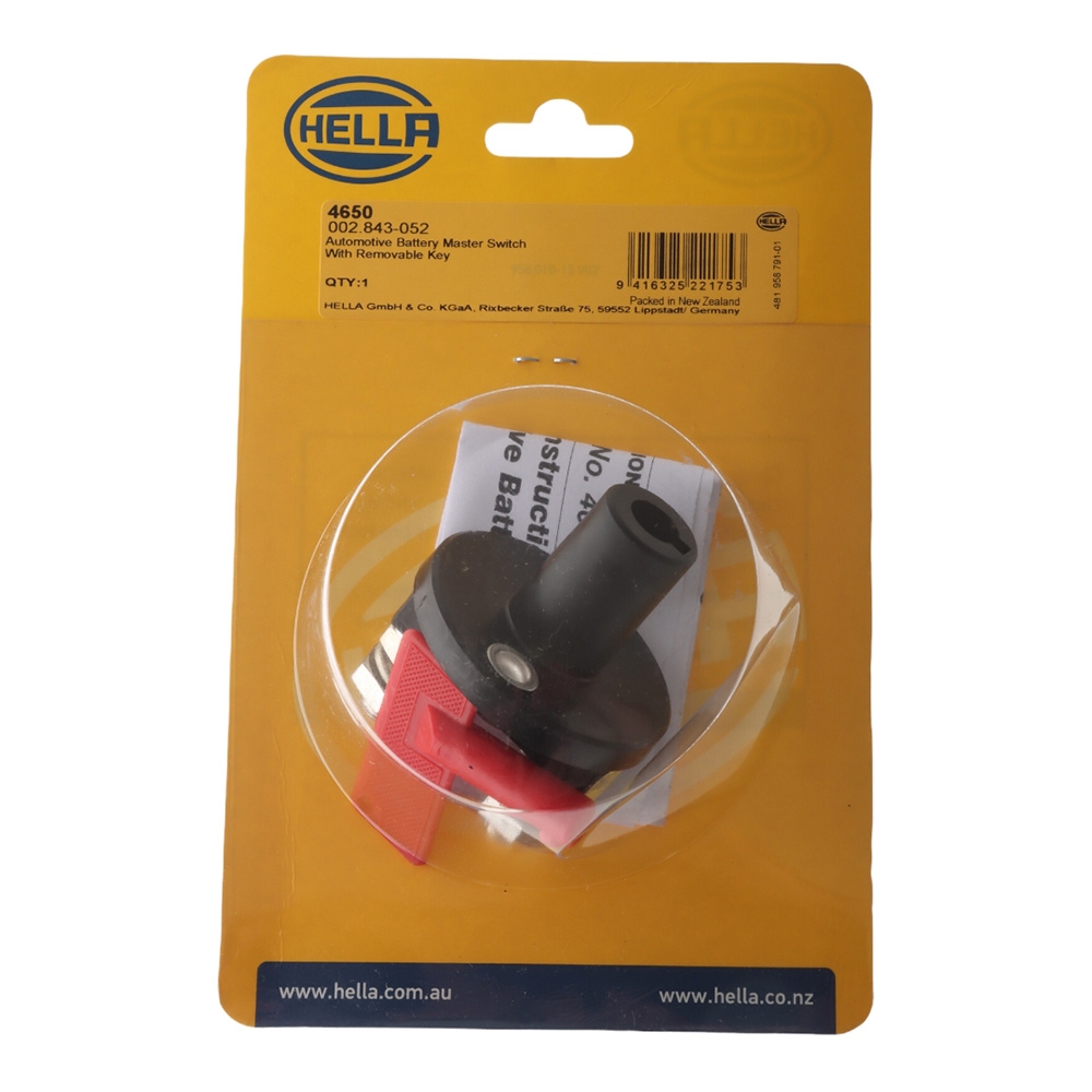 Hella Marine Battery Master Switch Off-On with Removable Plastic Key 50A