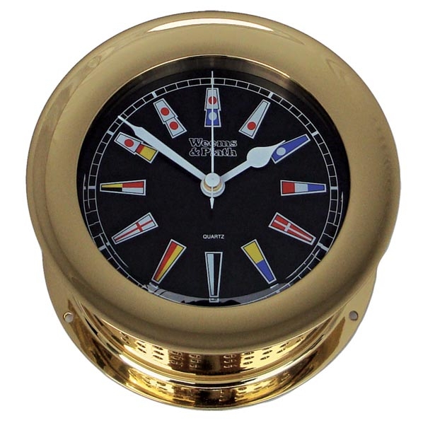 Weems & Plath Atlantis Quartz Clock Black Dial with Colour Flags