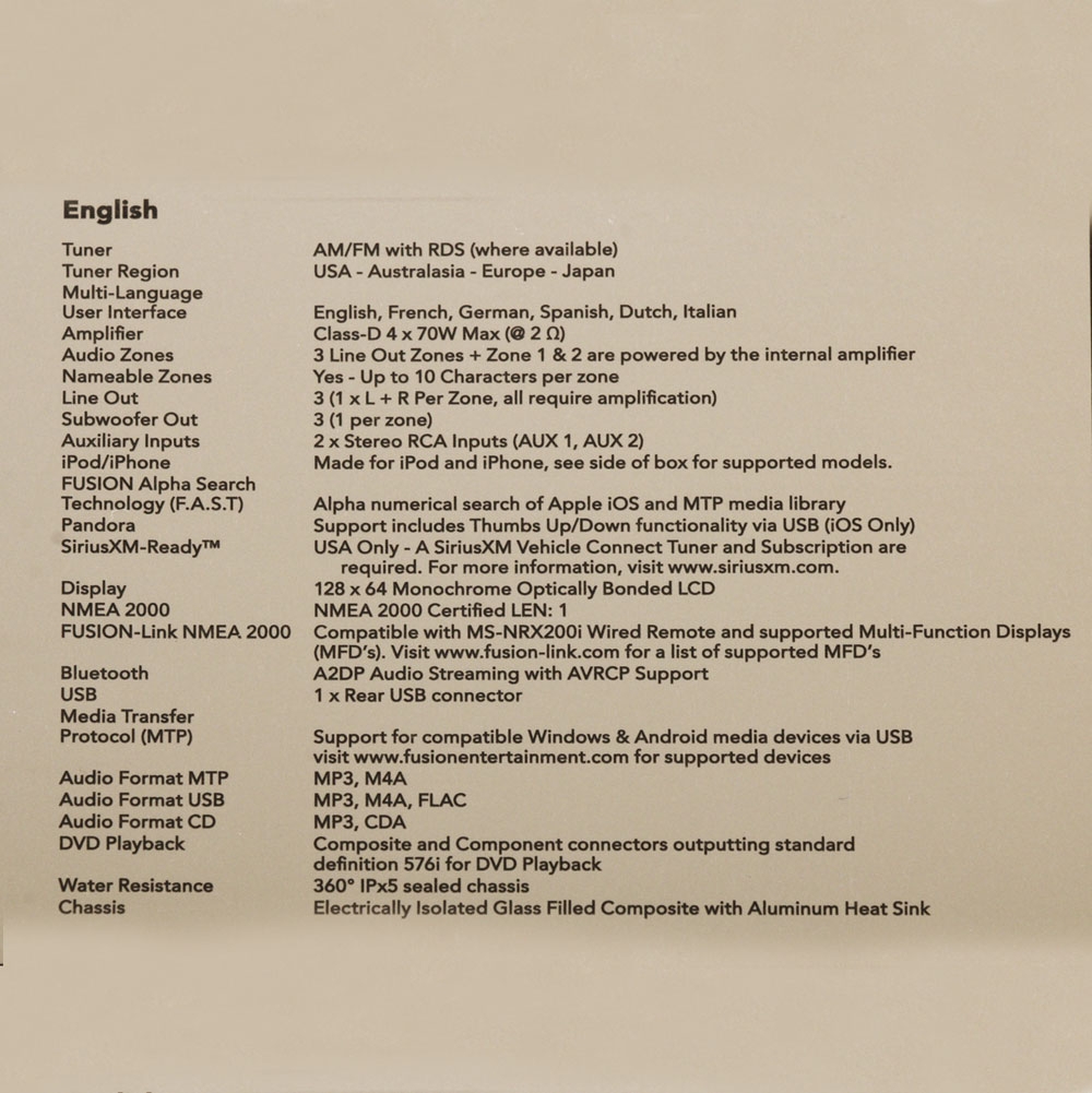 Fusion MS-AV650 Marine Entertainment System with CD/DVD Player