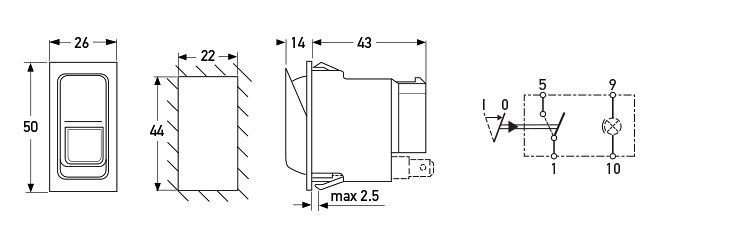 Hella Marine Rocker Switch Off-On Momentary Location Light Option