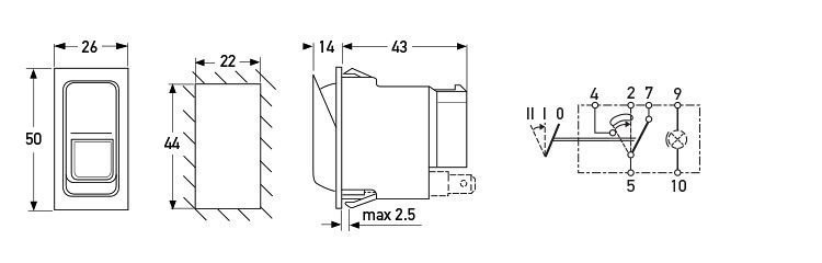 Hella Marine Rocker Switch Off-On-On Momentary with Location Light Option
