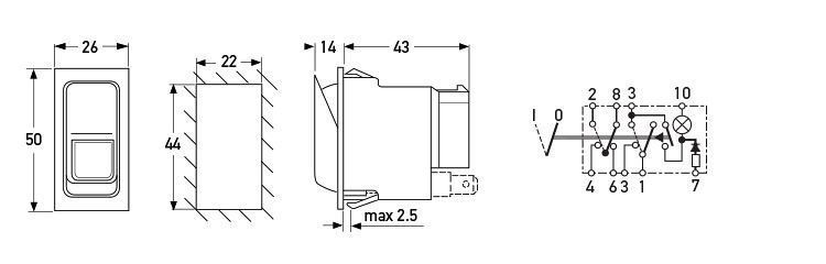 Hella Marine Rocker Hazard Flasher Switch Pilot Lamp 12v