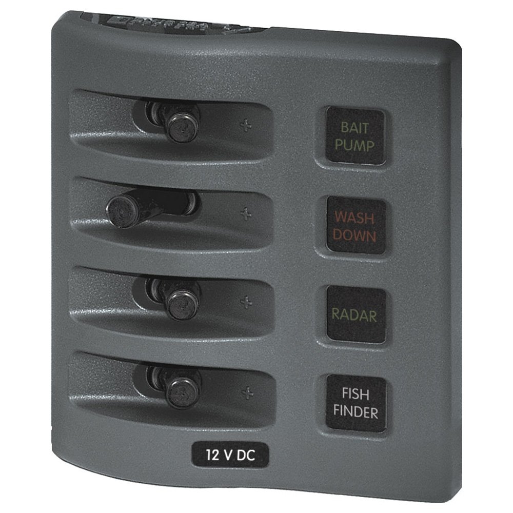 Blue Sea WeatherDeck DC Waterproof Switch Panel 12V Fused 4 Position