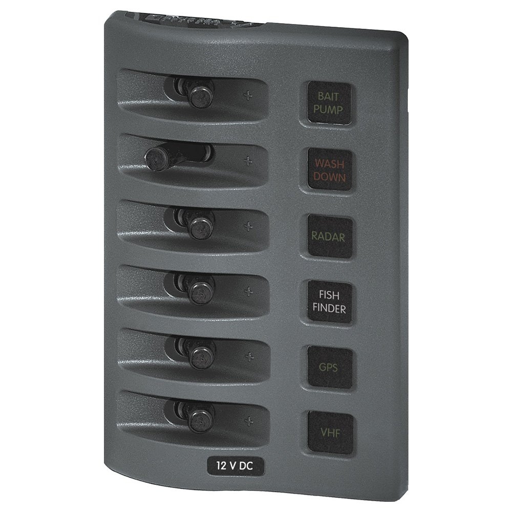 Blue Sea WeatherDeck DC Waterproof Switch Panel 12V Fused 6 Position
