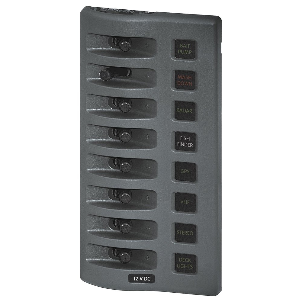 Blue Sea WeatherDeck DC Waterproof Switch Panel 12V Fused 8 Position
