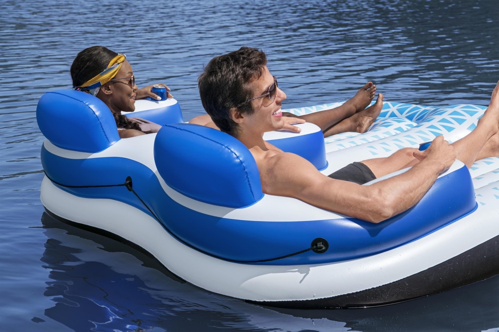 Hydro-Force Indigo Wave Double Lounge Pool Float 1.96 x 1.93m