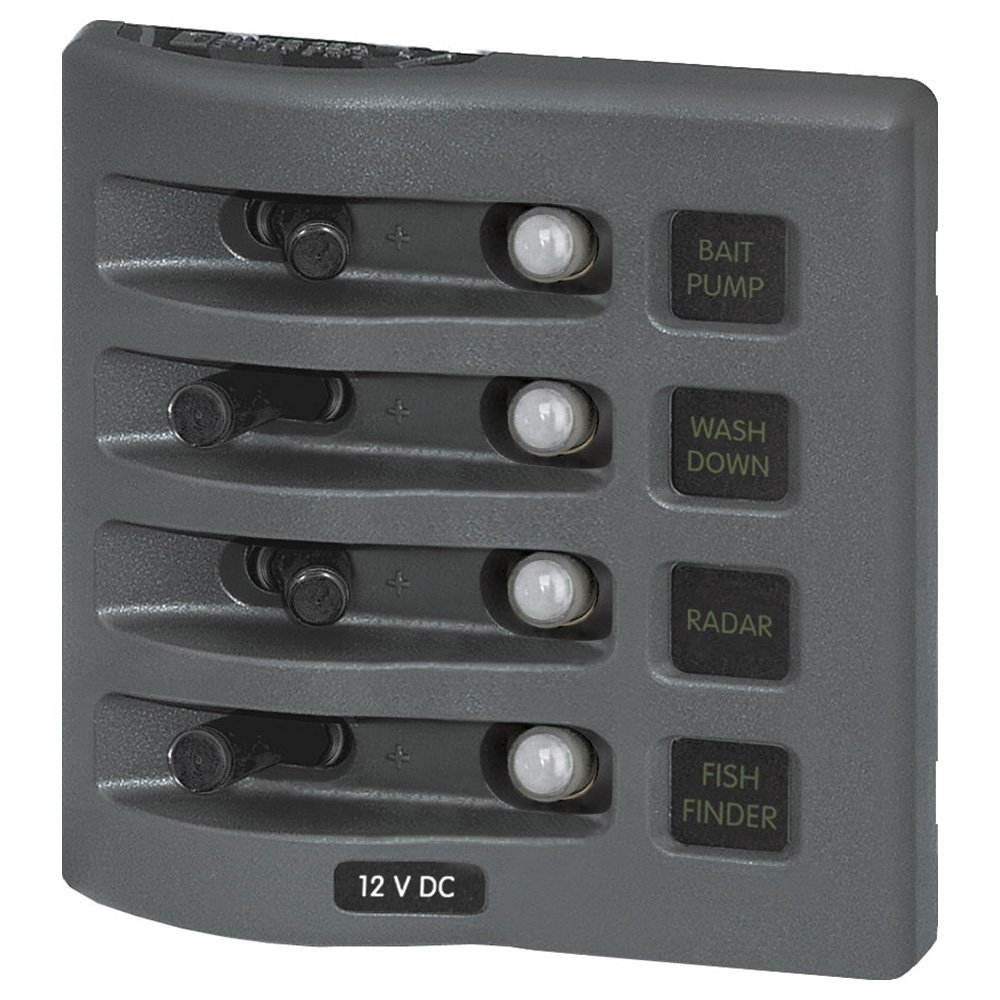 Blue Sea WeatherDeck DC Waterproof Switch Panel 12/24V Circuit Breaker 4 Position