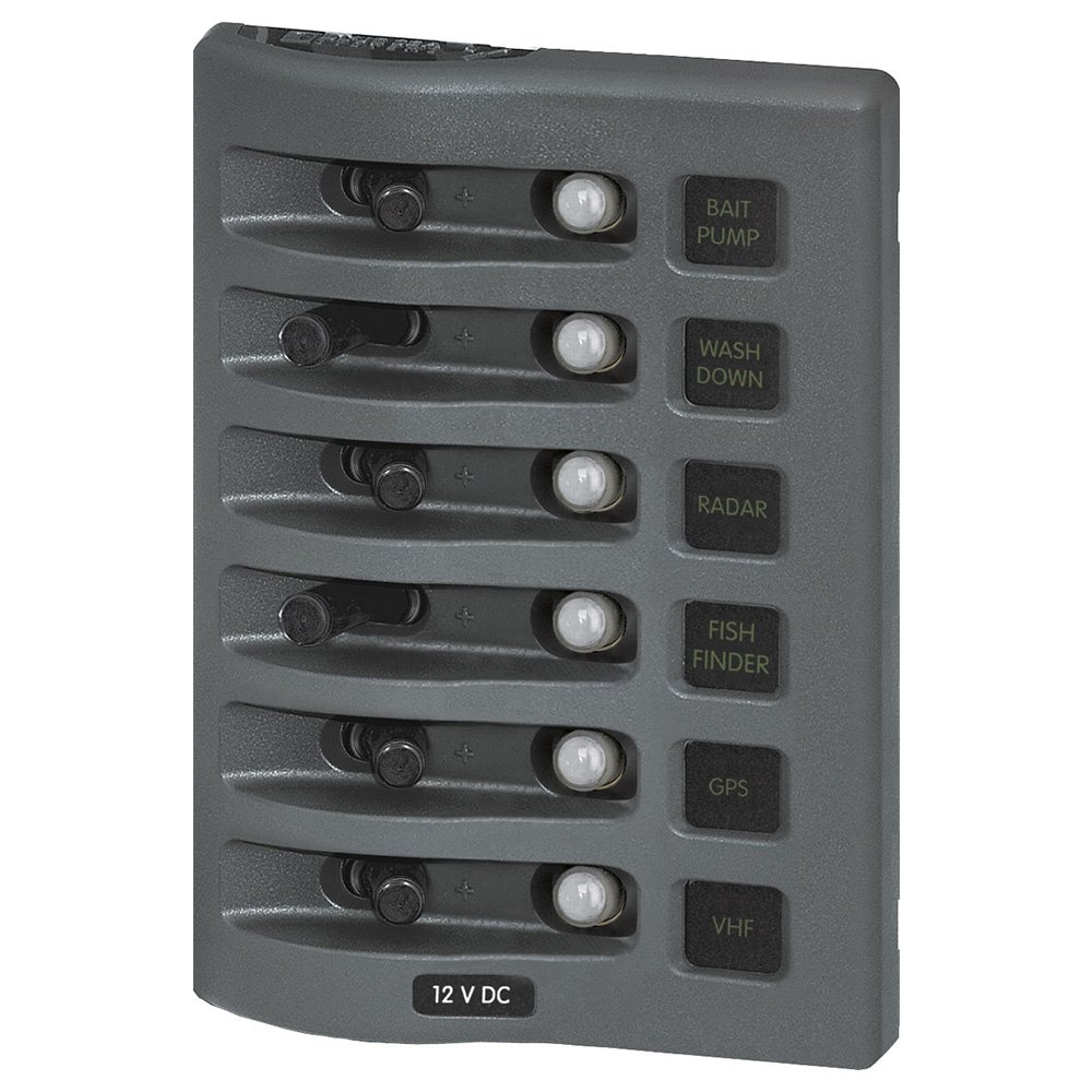 Blue Sea WeatherDeck DC Waterproof Switch Panel 12/24V Circuit Breaker 6 Position