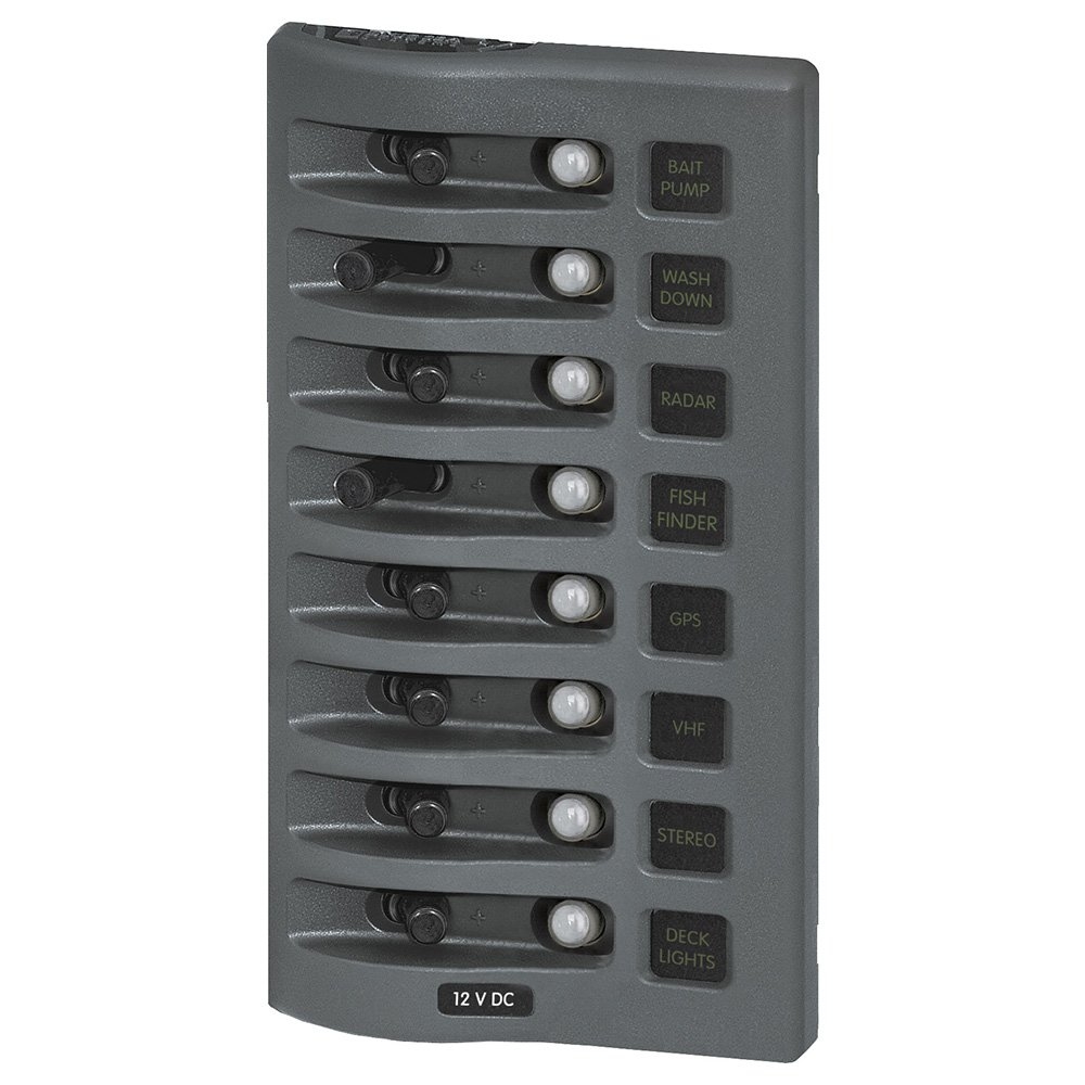 Blue Sea WeatherDeck DC Waterproof Switch Panel 12/24V Circuit Breaker 8 Position