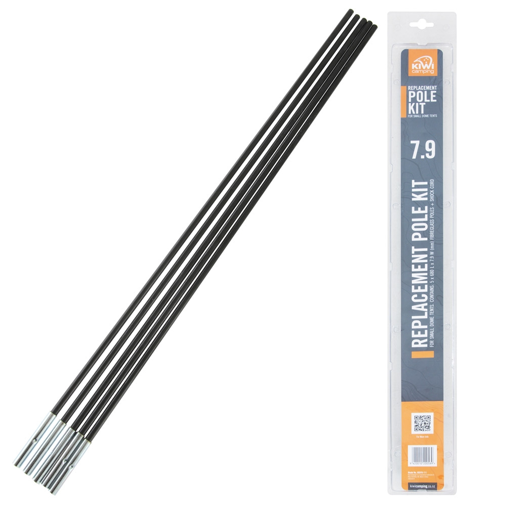 Kiwi Camping Fibreglass Dome Tent Pole Section 7.9mm Qty 5