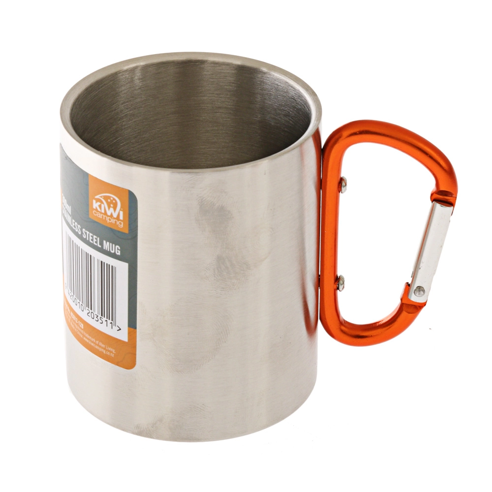 Kiwi Camping Stainless Steel Mug with Carabiner Handle 300ml Kiwi Camping Stainless Steel Mug with Carabiner Handle 300ml