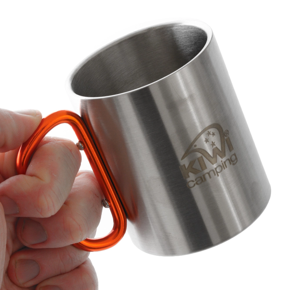 Kiwi Camping Stainless Steel Mug with Carabiner Handle 300ml Kiwi Camping Stainless Steel Mug with Carabiner Handle 300ml