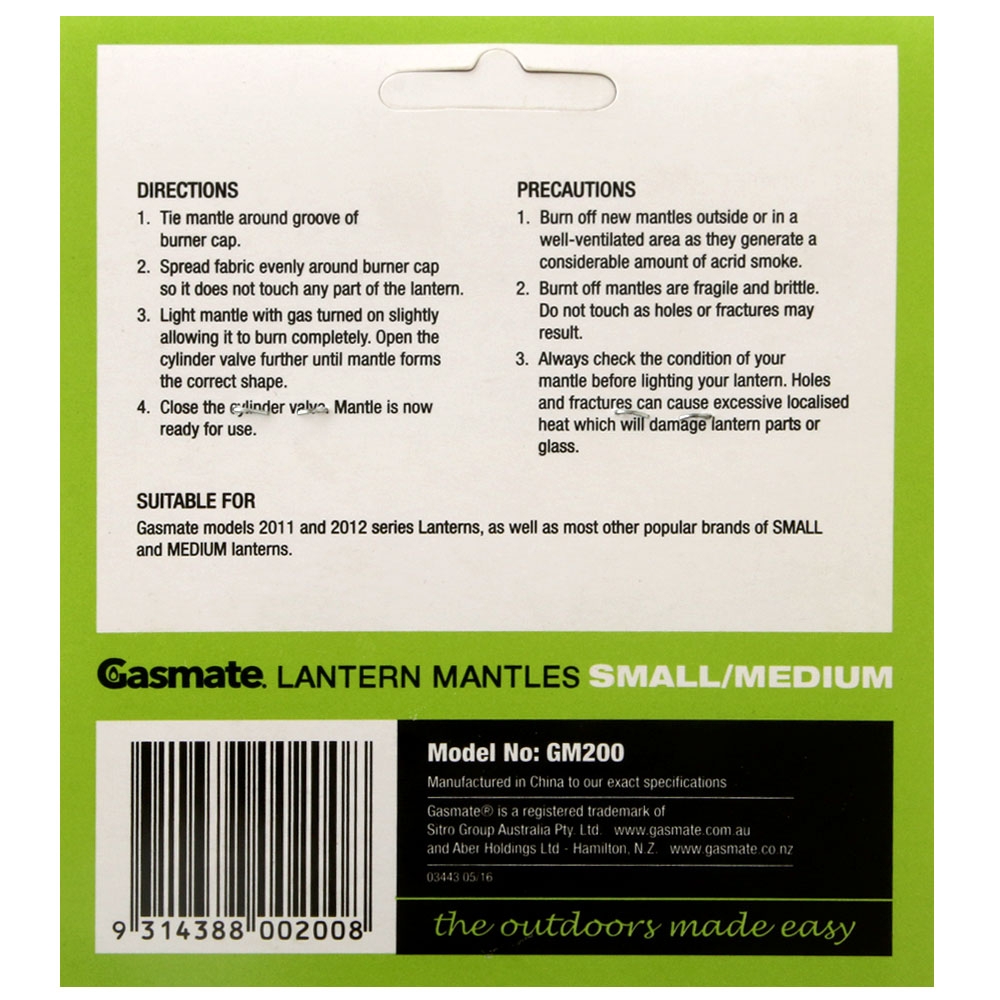 Gasmate Single Tie Mantle 75mm - Pack of 2