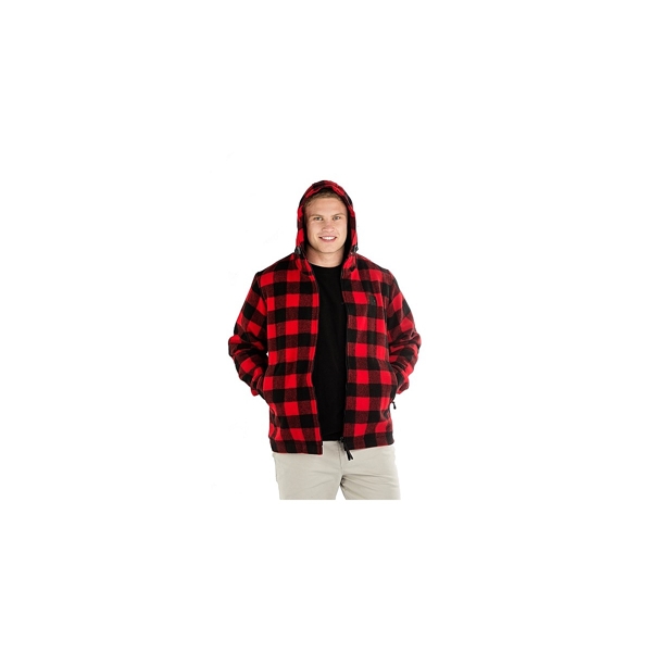 Swanndri Hudson Mens Wool Hoodie Red/Black Check Large