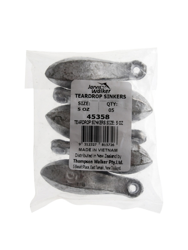 Jarvis Walker Teardrop Sinkers 5oz Qty 5