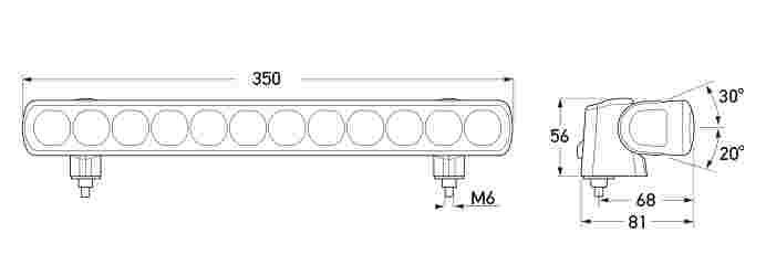 Hella Marine LED Light Bar 350 with Plastic Bracket High Beam