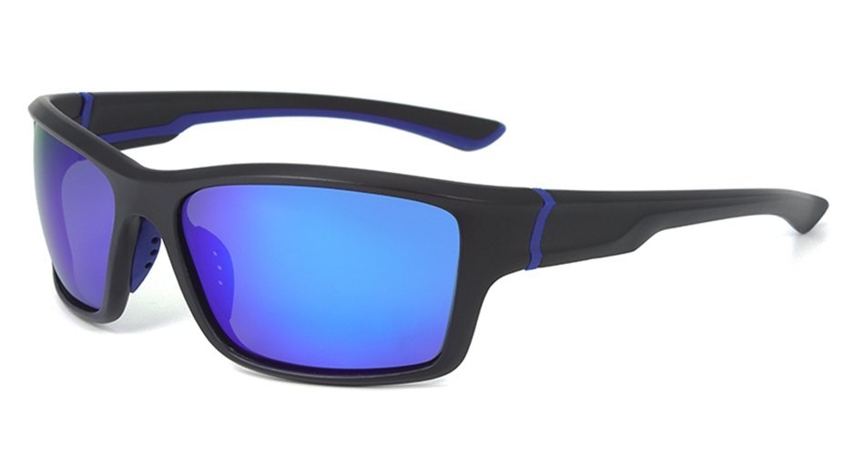 Pacific Polarised Jump Sunglasses Matte Black Frame Blue Mirror Lens