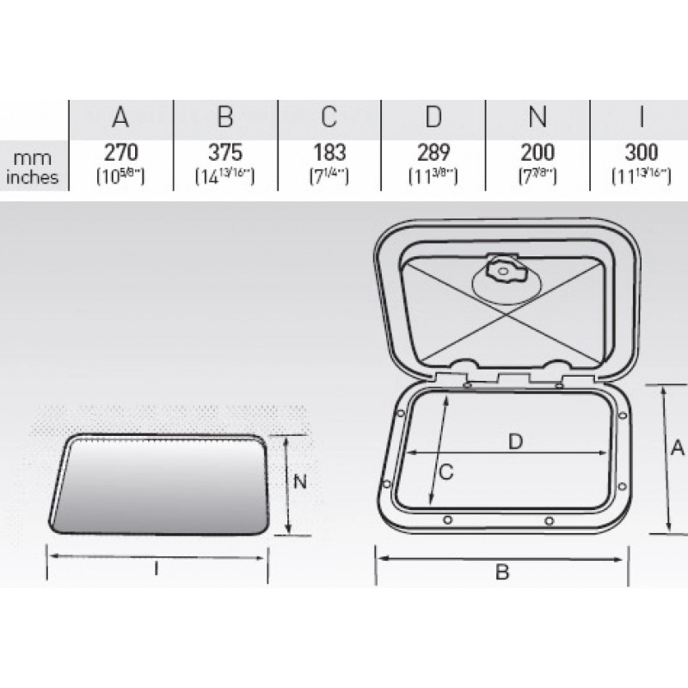 Nuova Rade Rectangular Access Hatch with Box Black Nuova Rade Rectangular Access Hatch with Box Black