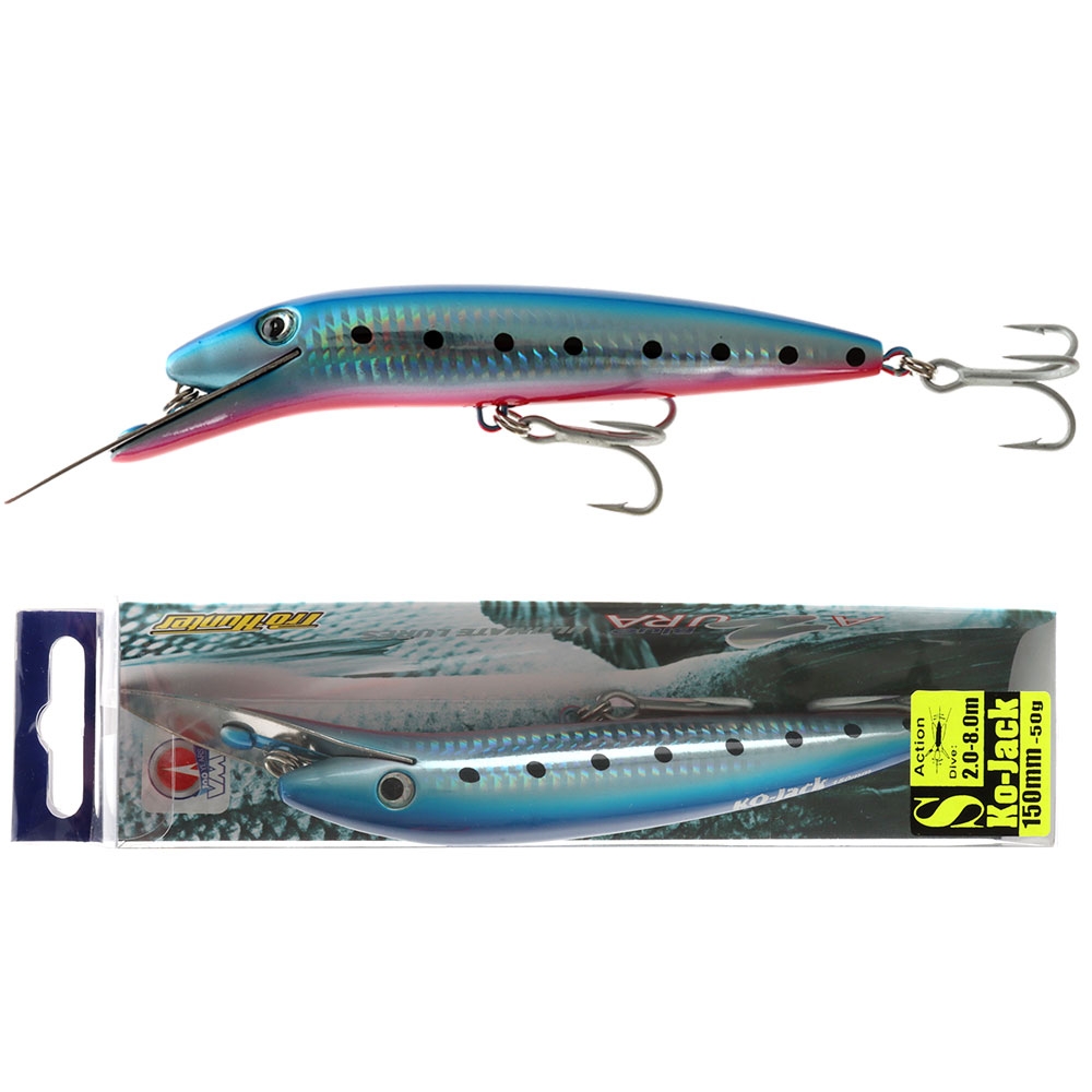 Pro Hunter Ko Jack Diving Minnow Lure 150mm 48g Blue Black Spot