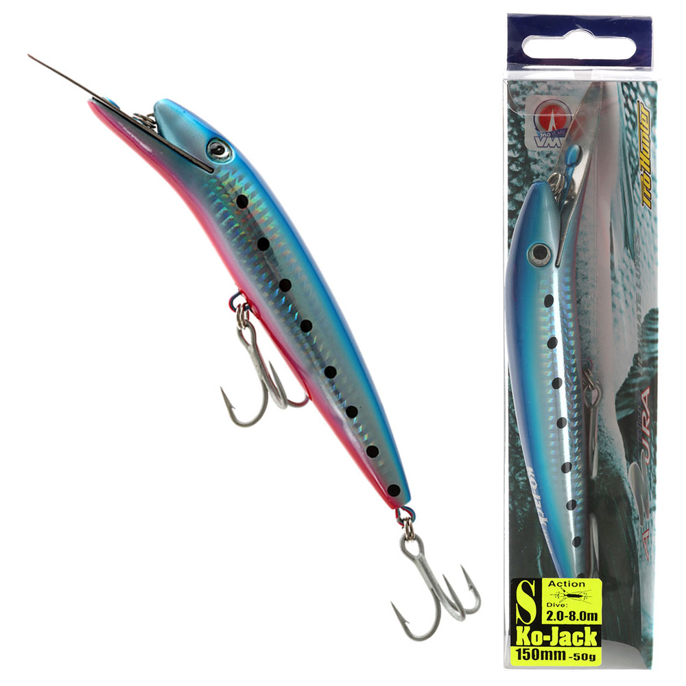 Pro Hunter Ko Jack Diving Minnow Lure 150mm 48g Blue Black Spot
