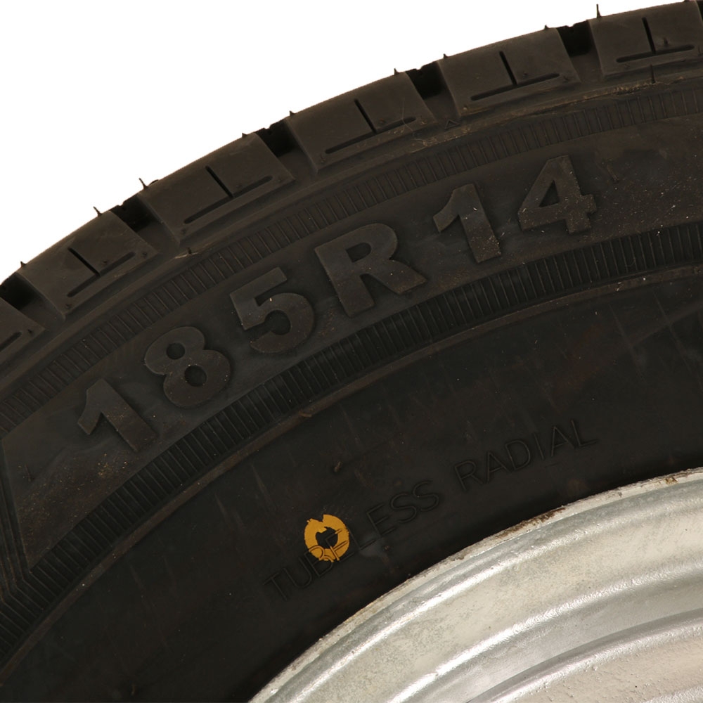 Trailparts Galvanised Trailer Wheel 5x4.5in Rim and Tyre Assembly 185 R14C