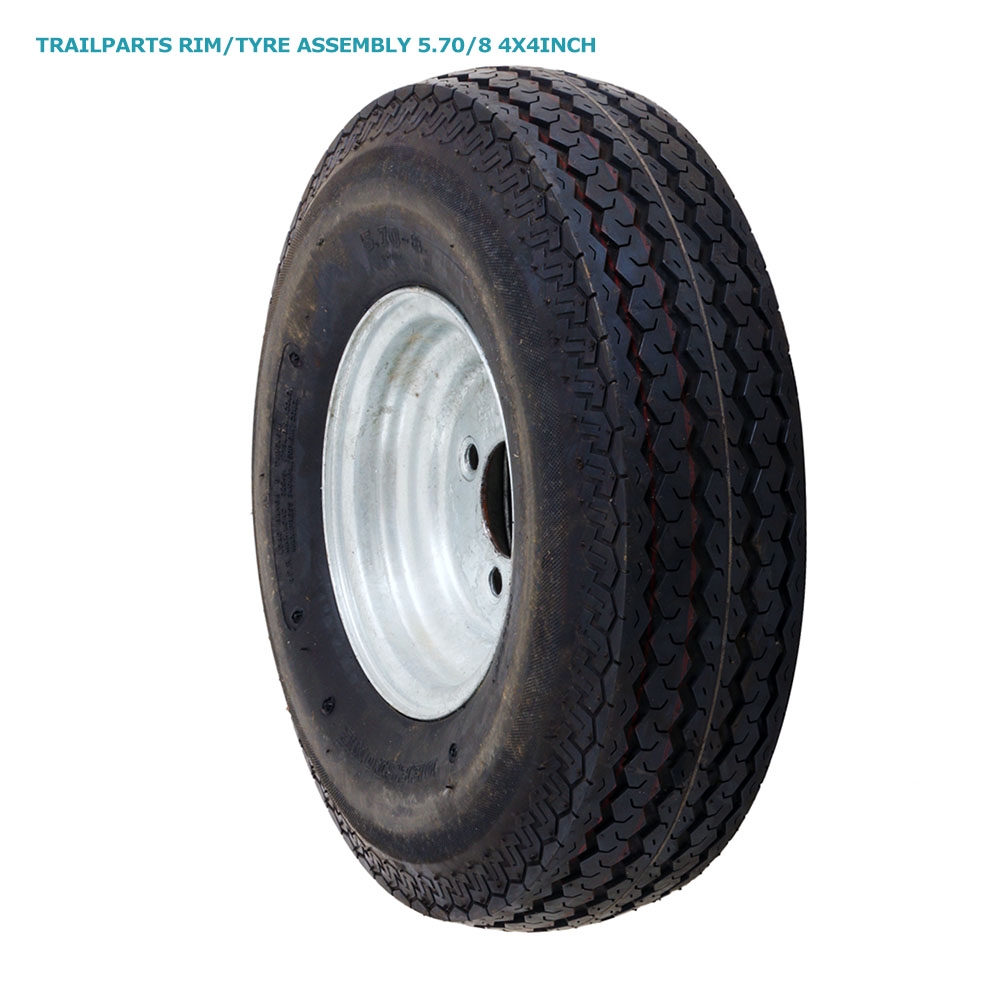 Trailparts Galvanised Trailer Wheel Rim and Tyre Assembly 8-12in