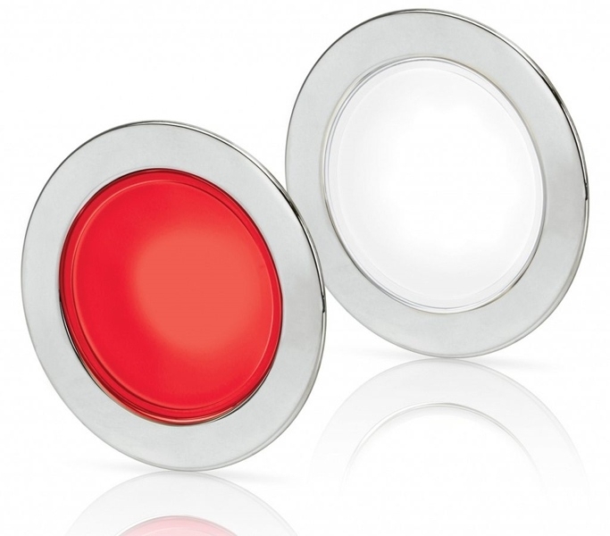Hella Marine EuroLED 95 Gen 2 Downlight Round White/Red - Stainless Steel Rim 12/24V