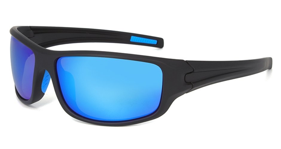 Pacific Polarised Zoom Sunglasses Satin Black Frame Blue Mirror Lens