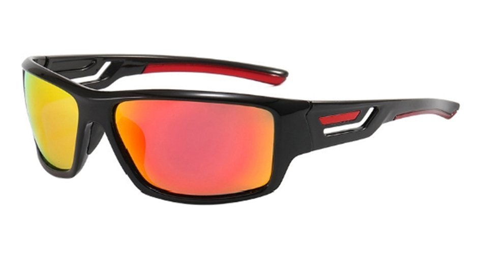 Pacific Polarised Roadster Sunglasses Black Frame Red Mirror Lens