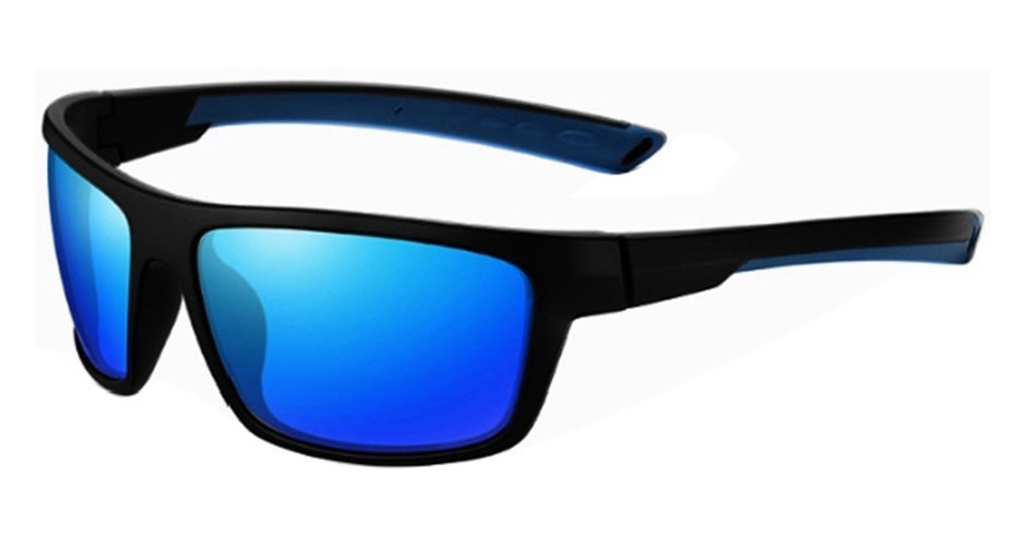 Pacific Polarised Fly Sunglasses Satin Black Frame Blue Mirror Lens