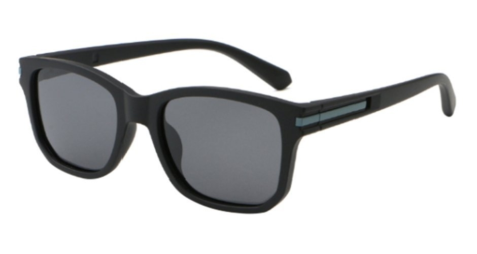 Pacific Polarised Clock Sunglasses Black Frame Grey Lens