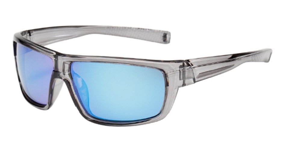 Pacific Polarised Hizer Sunglasses Xtal Grey Frame Blue Mirror Lens
