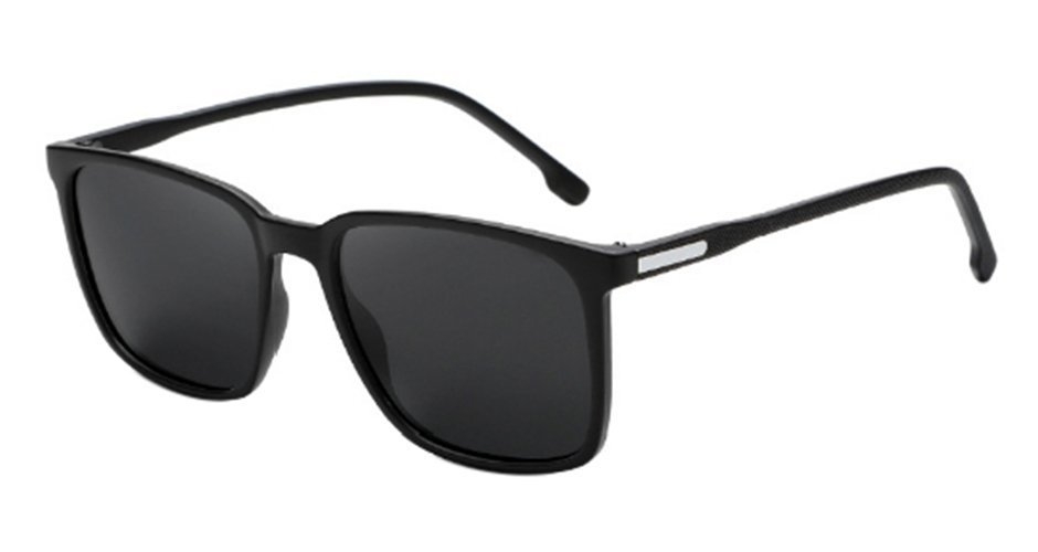 Pacific Polarised Bazel Sunglasses Satin Black Frame Grey Lens