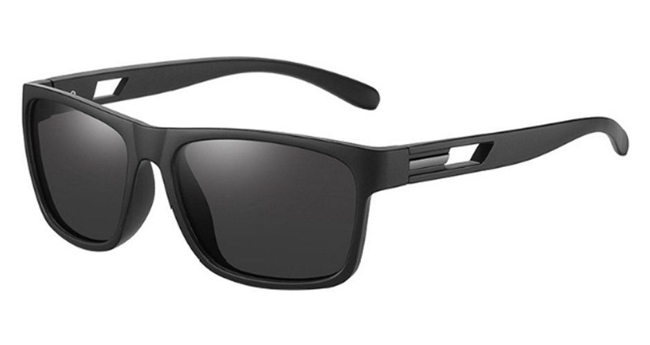 Pacific Polarised Fizzel Sunglasses Satin Black Frame Grey Lens