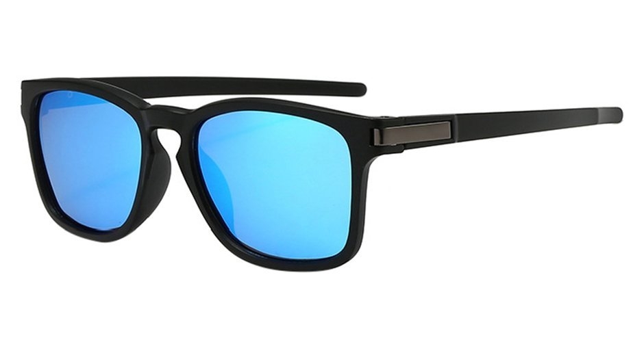 Pacific Polarised Honk Sunglasses Satin Black Frame Ice Blue Mirror Lens