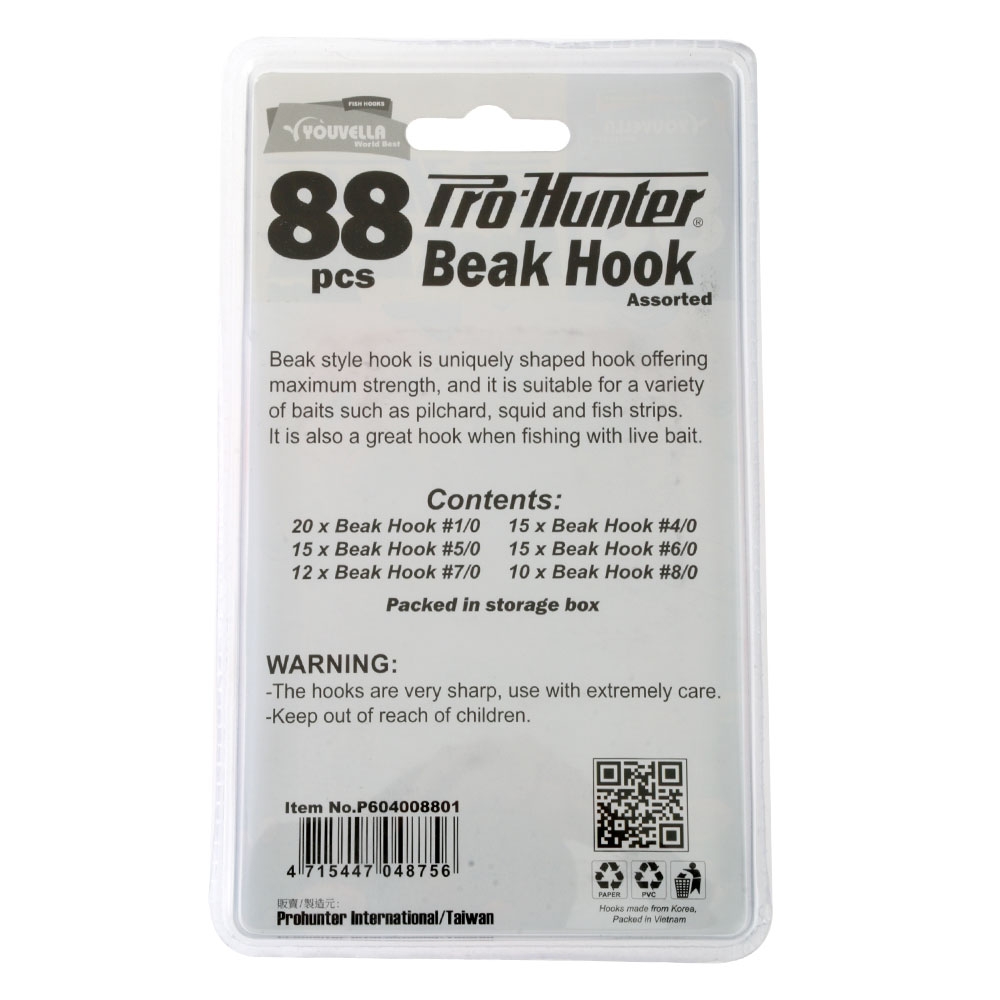 Pro Hunter Youvella 88 Piece Assorted Beak Hook Pack