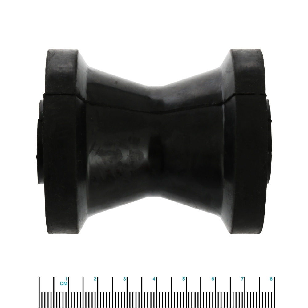Trailparts Flanged Rubber Trailer Keel Roller Black 75mm