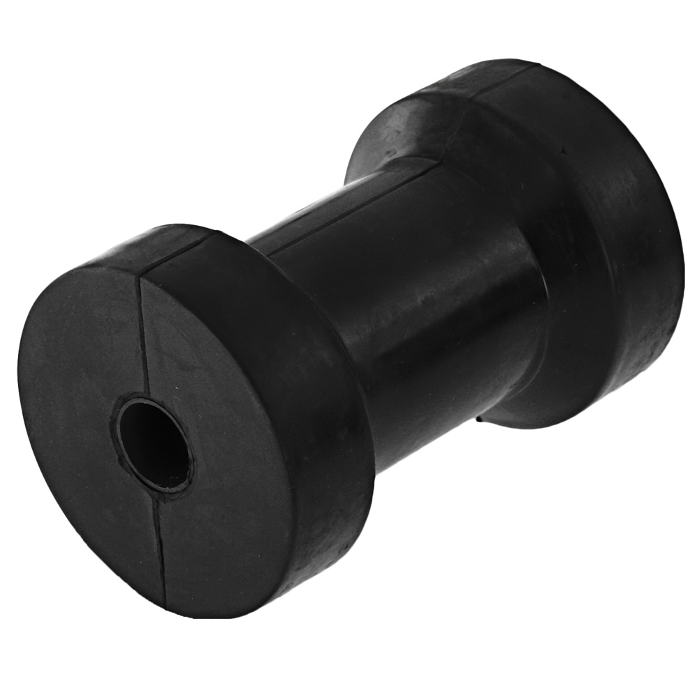 Trailparts Flanged Rubber Trailer Keel Roller Black 115mm