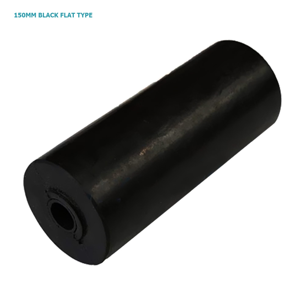 Trailparts Flat Rubber Trailer Keel Roller Black
