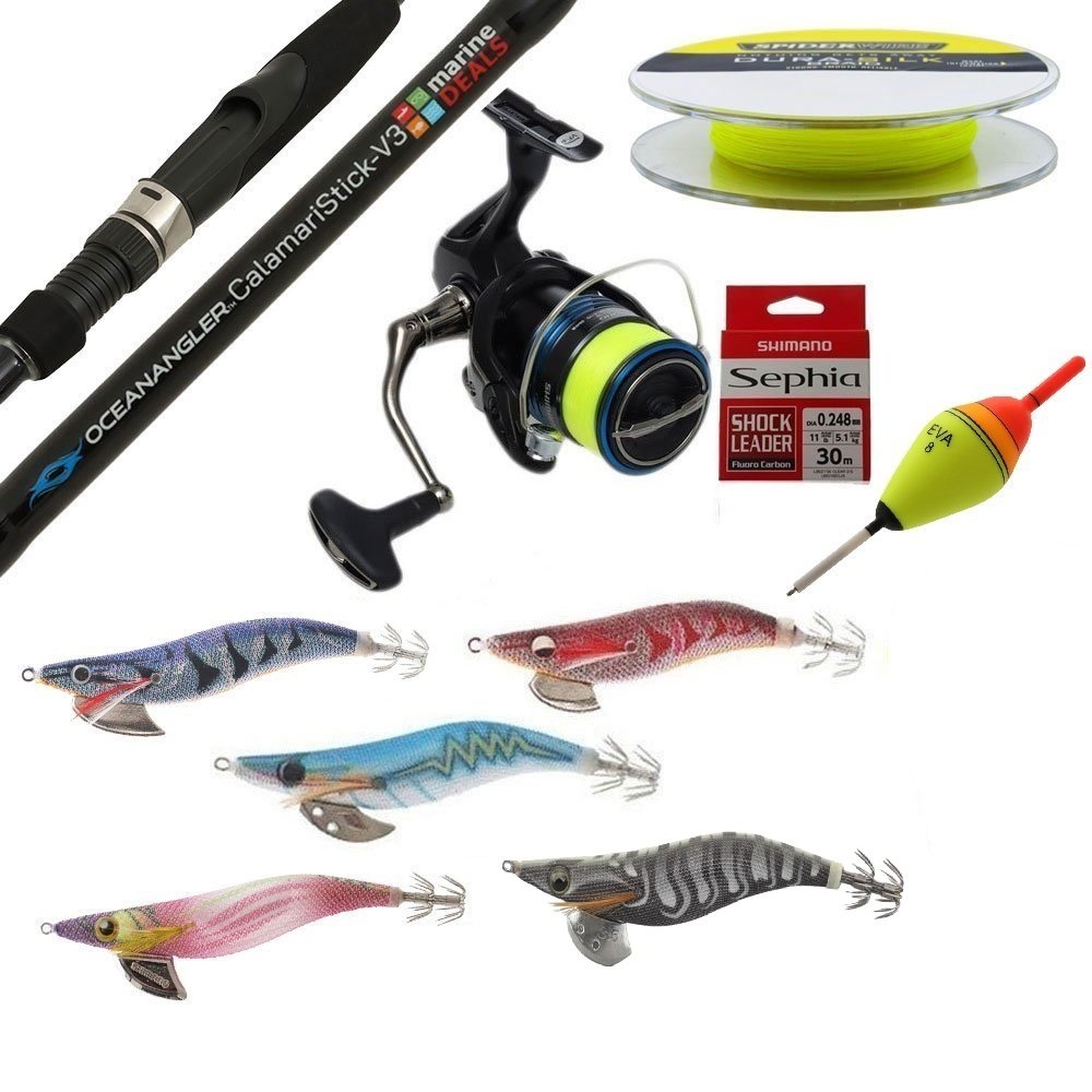 Shimano Nexave C3000HG FI Ocean Angler CalamariStick V3 Squid Fishing Package 8ft 3in PE0.4-1 2pc