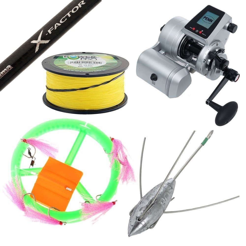 PENN Fathom 30 Okuma X-Factor II Electric Drone Fishing Combo with Battery Braid and Tackle 8ft 6in 15-24kg 2pc