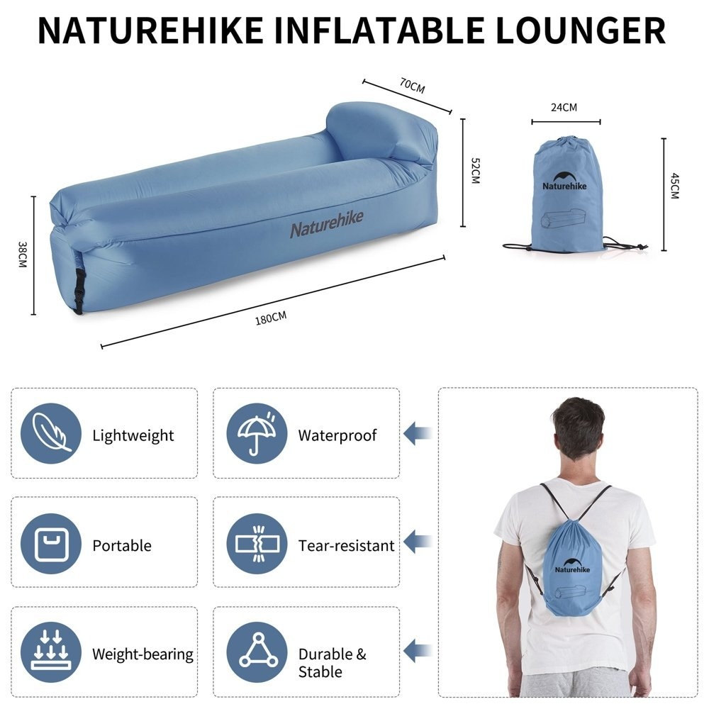 Naturehike Double Lazy Inflatable Sofa with Pillow Grey