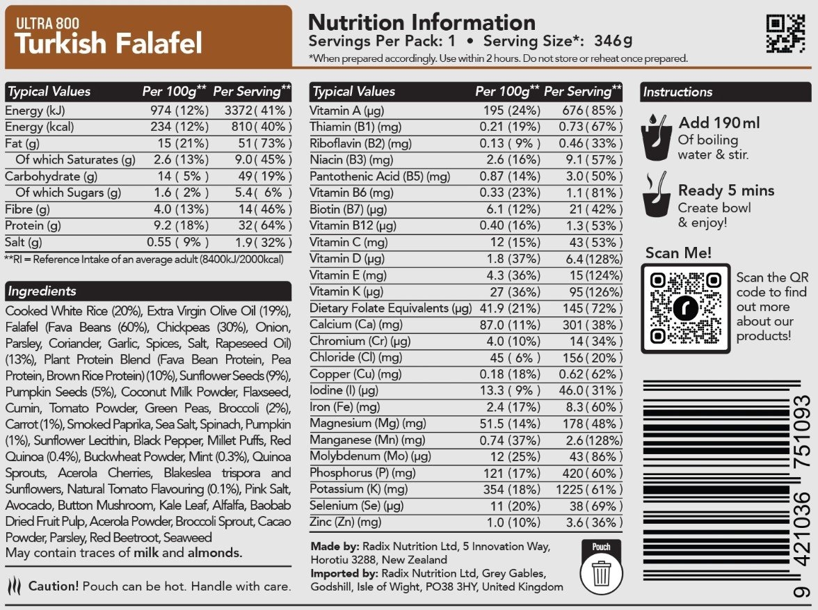Radix Ultra Plant-Based Meal V9 800kcal