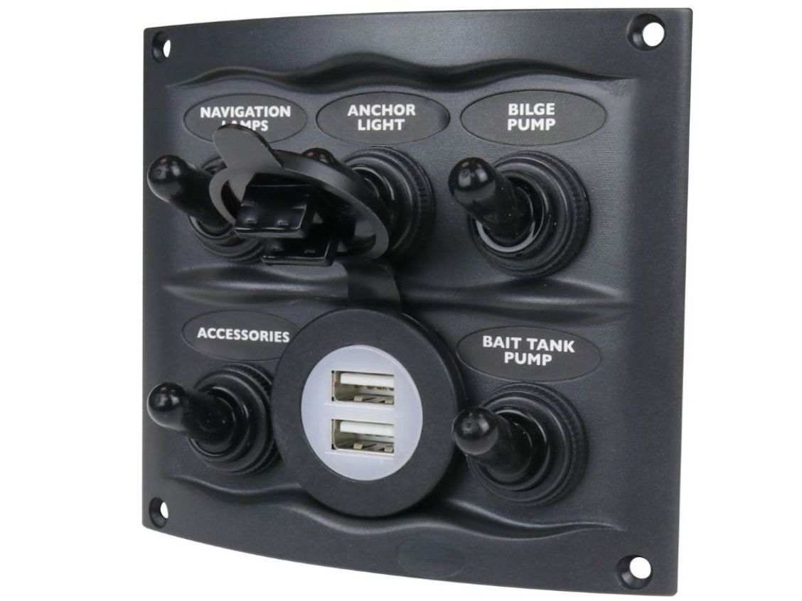 BEP 5-Way Waterproof Switch Panel with Dual USB