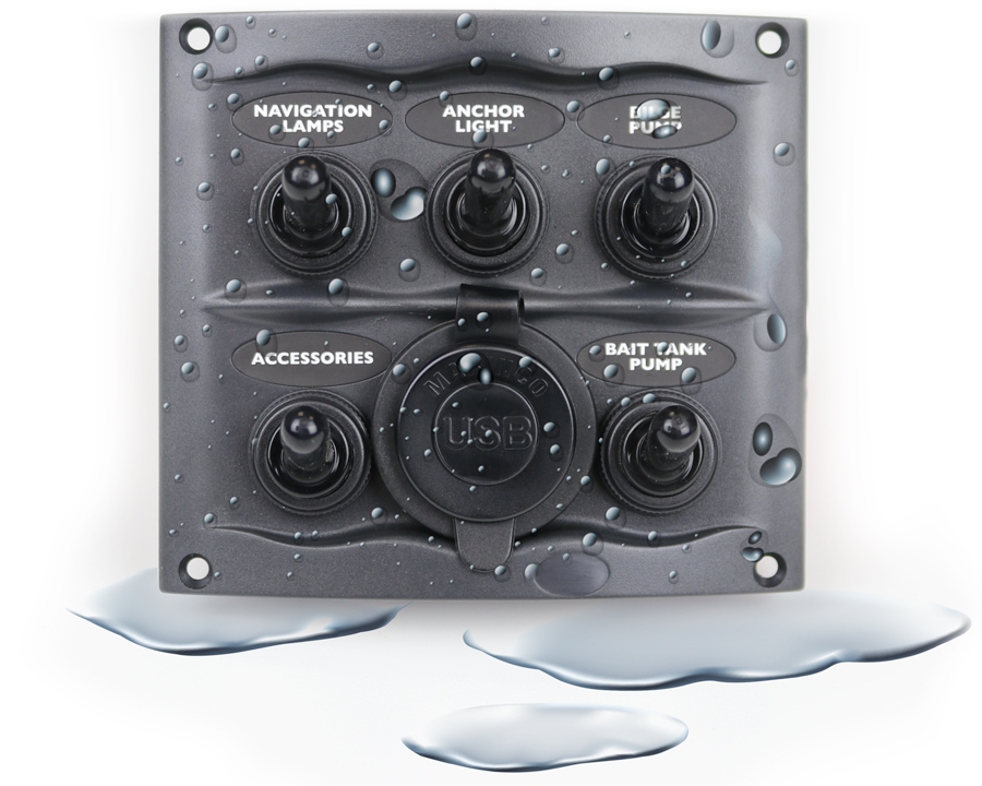 BEP 5-Way Waterproof Switch Panel with Dual USB