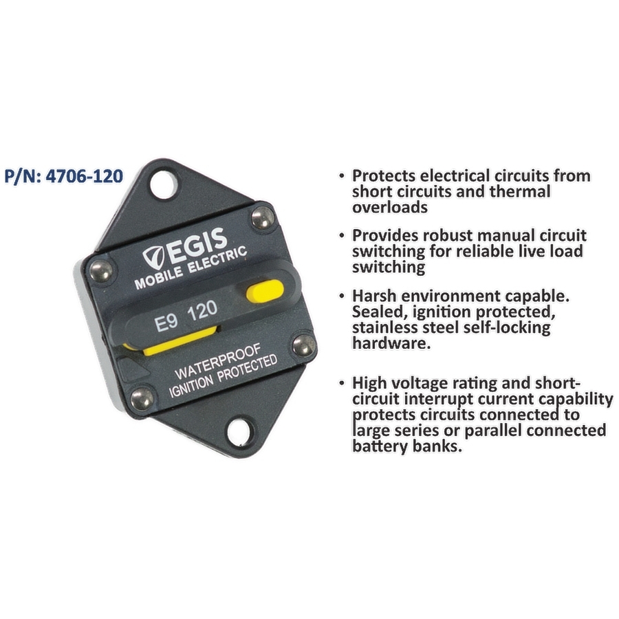 Egis Mobile Electric Thermal Circuit Breaker 120 A Panel Mount