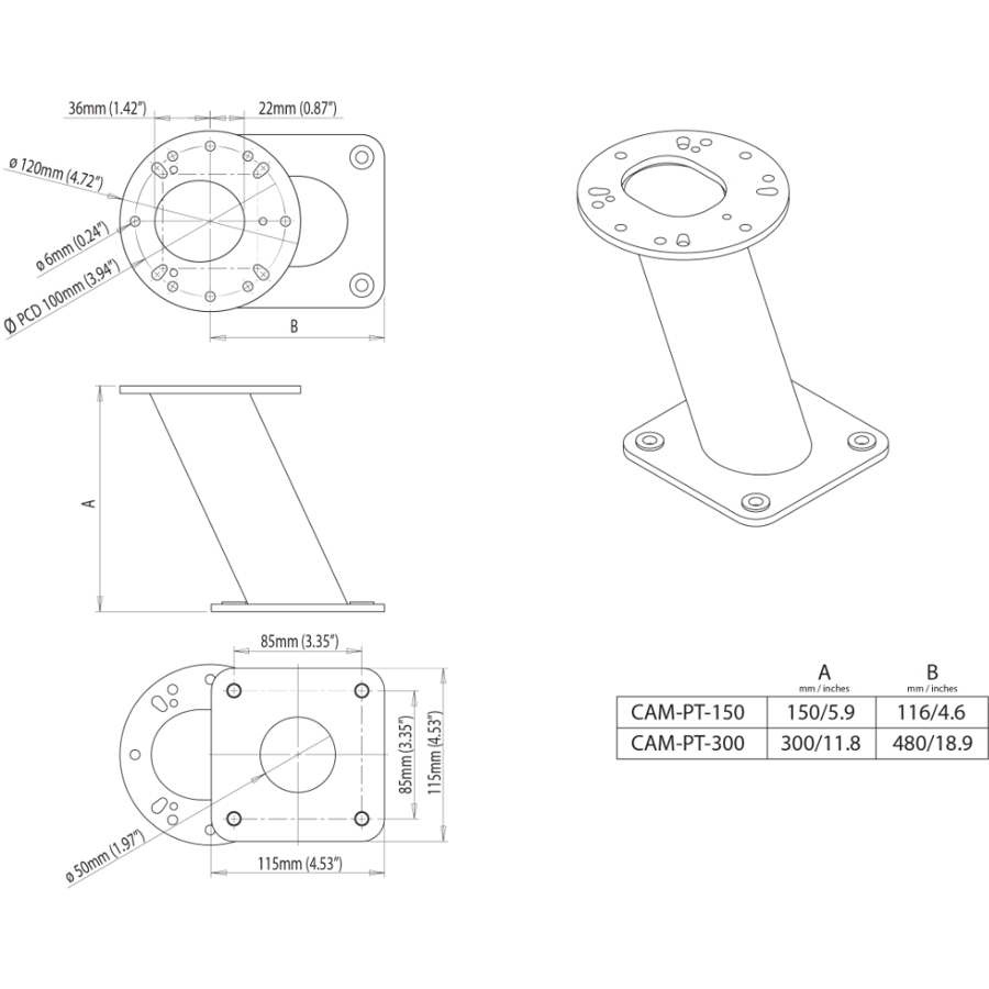 Scanstrut PowerTower 300MM FLIR Raymarine Cameras